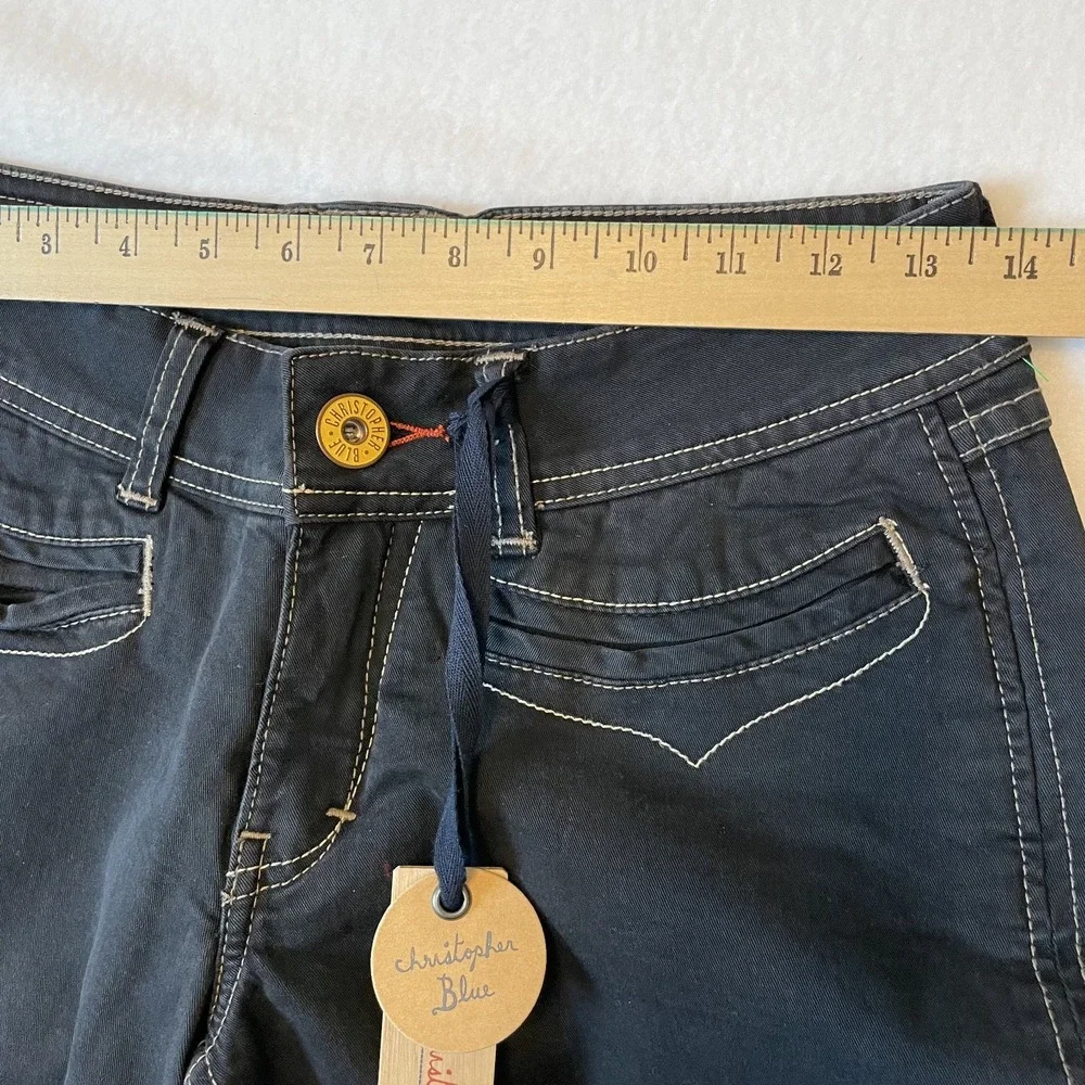Christopher Blue‎ Womens Cropped Stretch Pocket Black Capri Jeans, 6